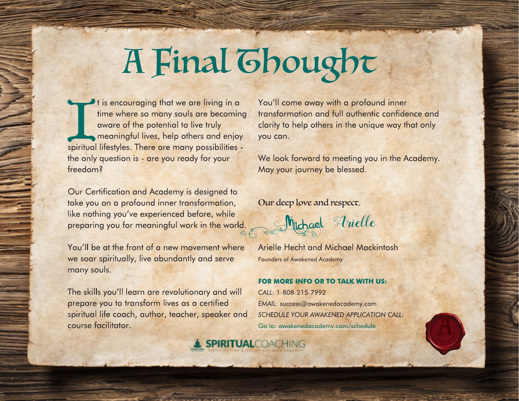 Awakened Academy brochure, page 45 of 46