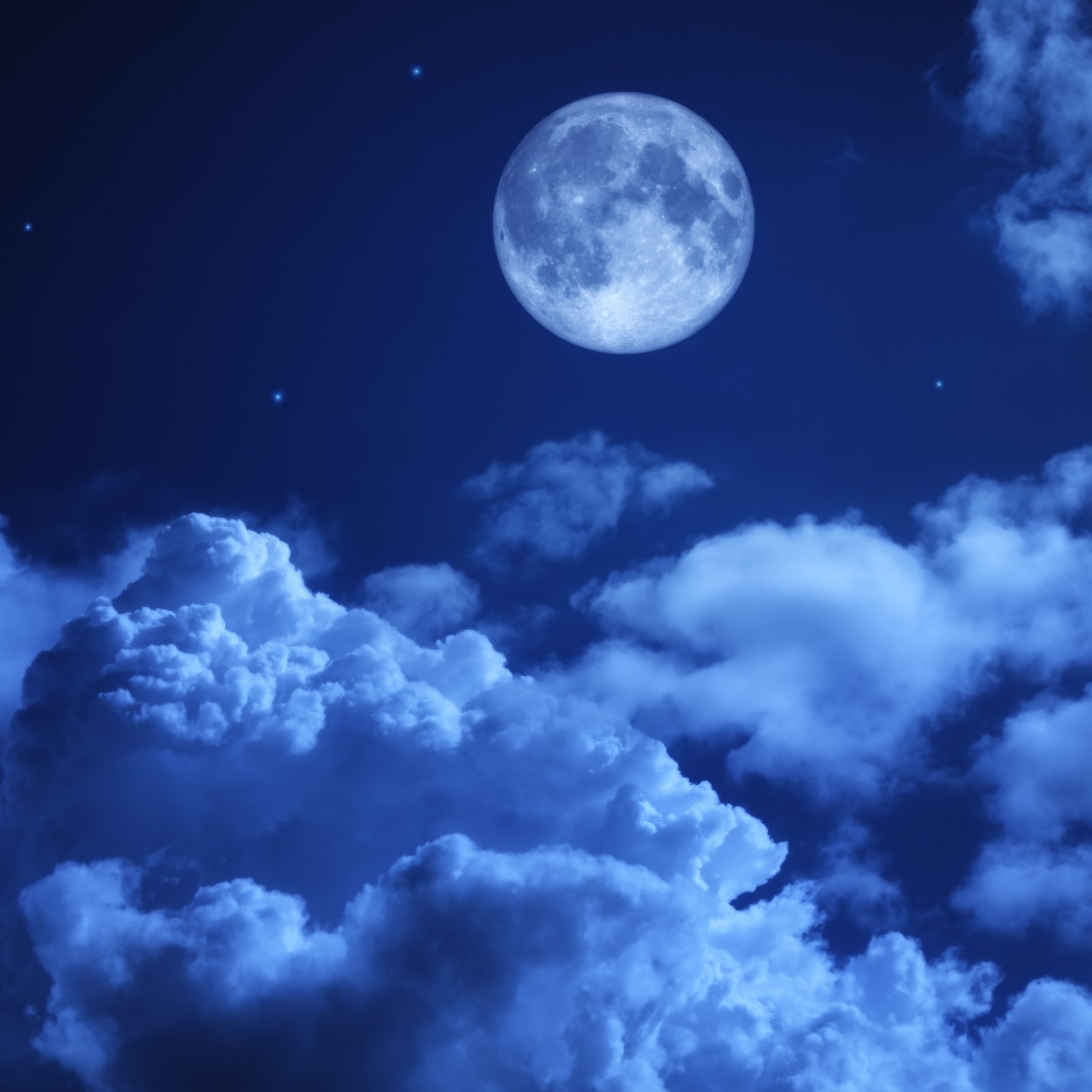 Full moon over a calm night sky