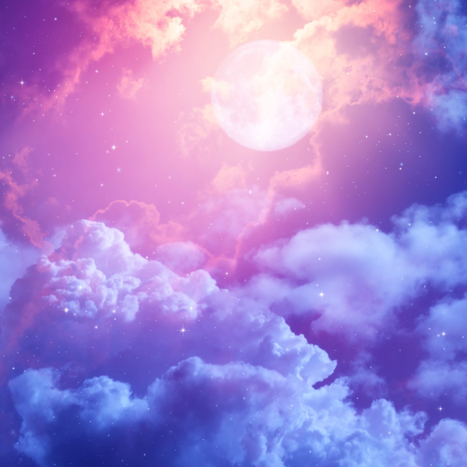 Moonlit clouds at night
